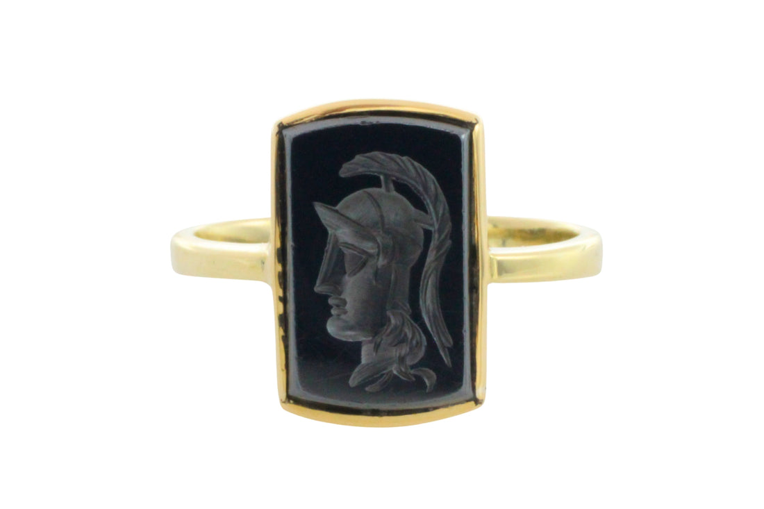 Hematite intaglio ring in 14 carat gold-Vintage Rings-The Antique Ring Shop
