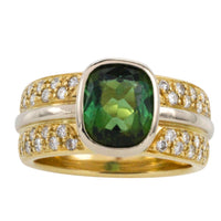 Chrome diopside and diamond ring in 18 carat gold-Vintage Rings-The Antique Ring Shop