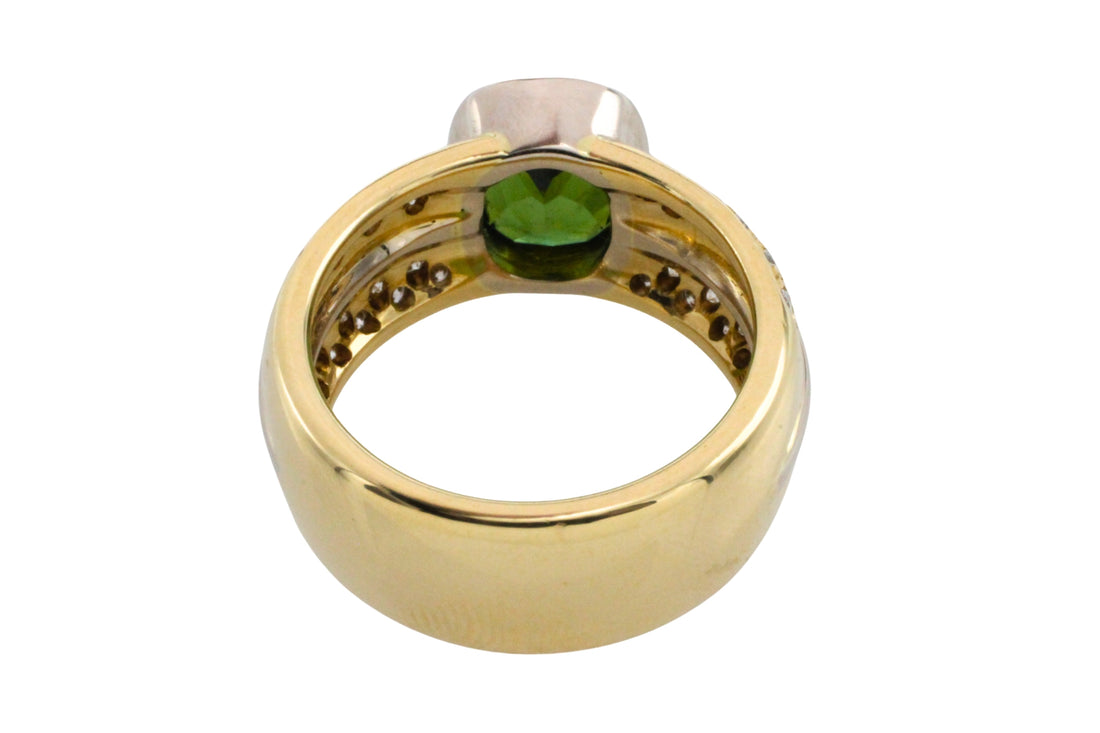Chrome diopside and diamond ring in 18 carat gold-Vintage Rings-The Antique Ring Shop