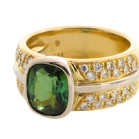 Chrome diopside and diamond ring in 18 carat gold-Vintage Rings-The Antique Ring Shop