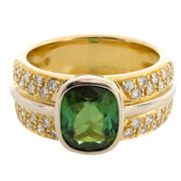 Chrome diopside and diamond ring in 18 carat gold-Vintage Rings-The Antique Ring Shop