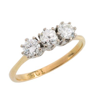 Vintage three stone diamond ring-engagement rings-The Antique Ring Shop