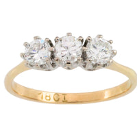 Vintage three stone diamond ring-engagement rings-The Antique Ring Shop