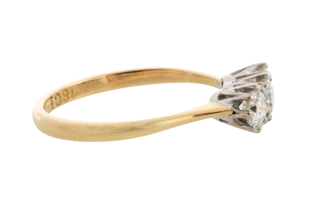 Vintage three stone diamond ring-engagement rings-The Antique Ring Shop