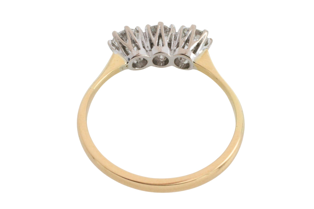Vintage three stone diamond ring-engagement rings-The Antique Ring Shop