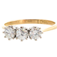 Vintage three stone diamond ring-engagement rings-The Antique Ring Shop