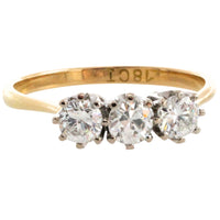 Vintage three stone diamond ring-engagement rings-The Antique Ring Shop