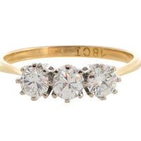 Vintage three stone diamond ring-engagement rings-The Antique Ring Shop
