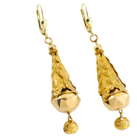Vintage pendant earings in 14 carat gold-Earrings-The Antique Ring Shop