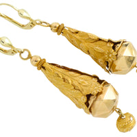Vintage pendant earings in 14 carat gold-Earrings-The Antique Ring Shop