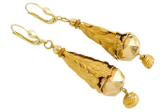 Vintage pendant earings in 14 carat gold-Earrings-The Antique Ring Shop