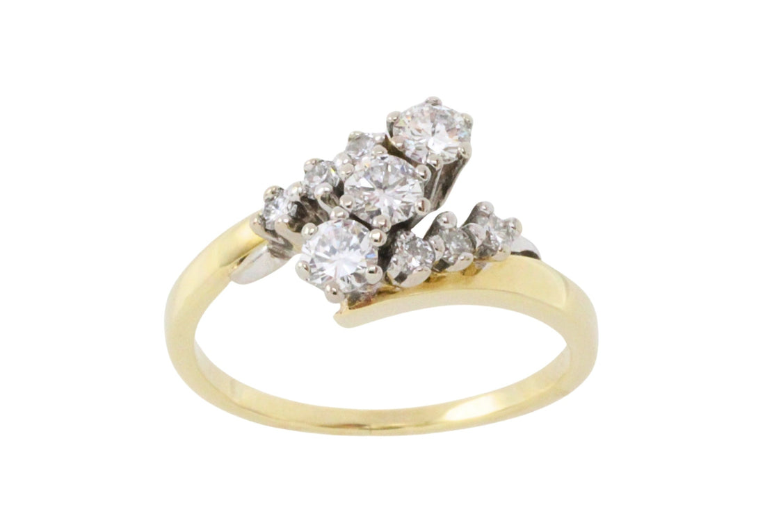 Diamond zig zag ring in 18 carat gold-Vintage Rings-The Antique Ring Shop