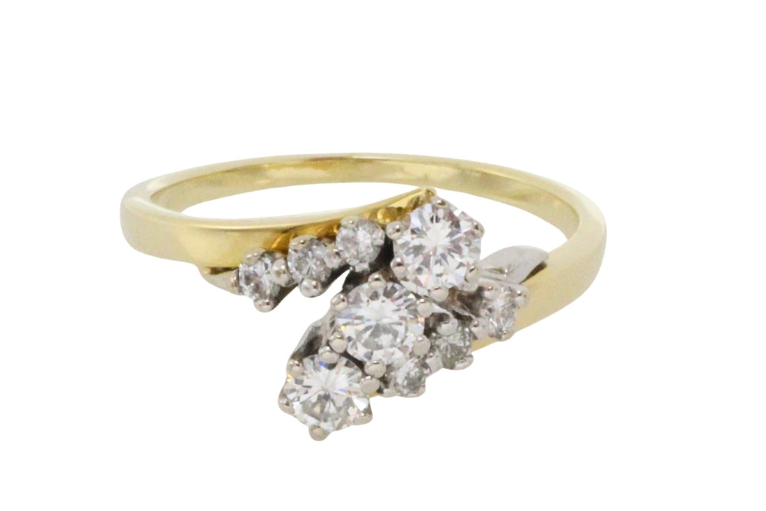 Diamond zig zag ring in 18 carat gold-Vintage Rings-The Antique Ring Shop