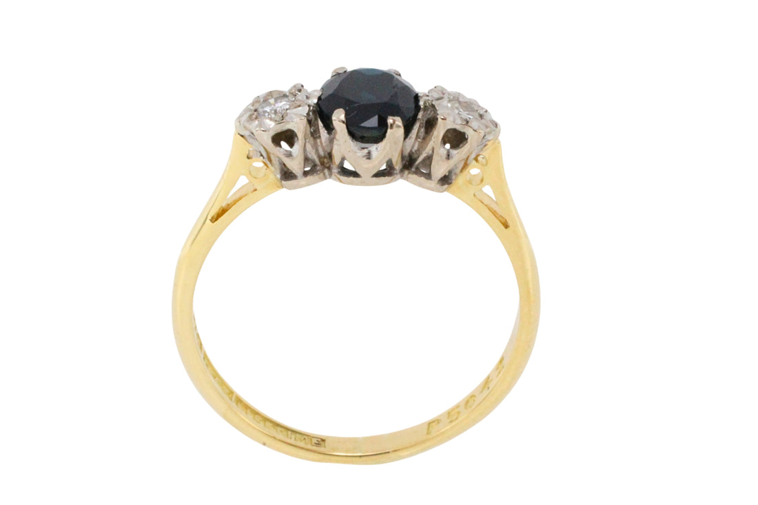 Vintage sapphire and diamond ring in 18 carat gold-Vintage Rings-The Antique Ring Shop