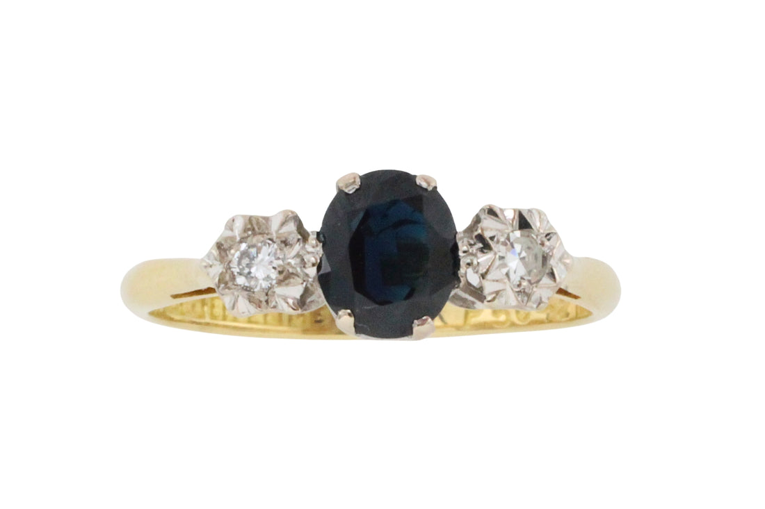 Vintage sapphire and diamond ring in 18 carat gold-Vintage Rings-The Antique Ring Shop