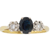 Vintage sapphire and diamond ring in 18 carat gold-Vintage Rings-The Antique Ring Shop