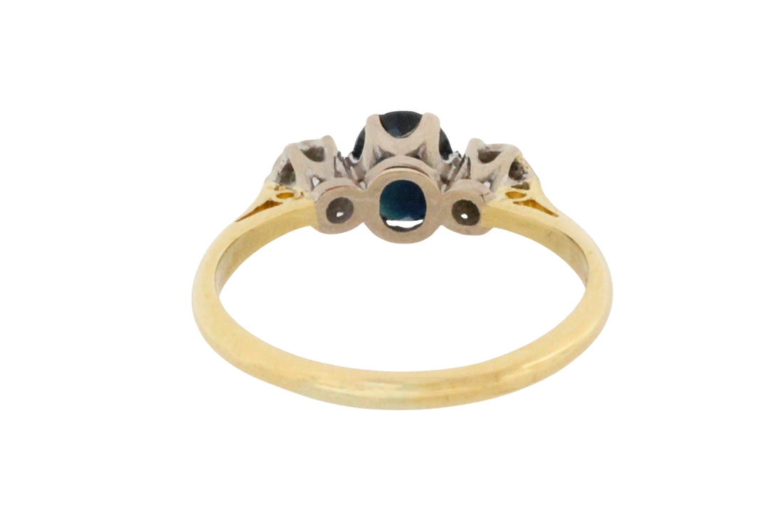 Vintage sapphire and diamond ring in 18 carat gold-Vintage Rings-The Antique Ring Shop