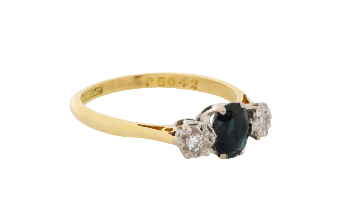 Vintage sapphire and diamond ring in 18 carat gold-Vintage Rings-The Antique Ring Shop