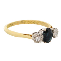 Vintage sapphire and diamond ring in 18 carat gold-Vintage Rings-The Antique Ring Shop