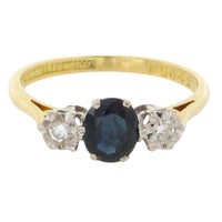 Vintage sapphire and diamond ring in 18 carat gold-Vintage Rings-The Antique Ring Shop