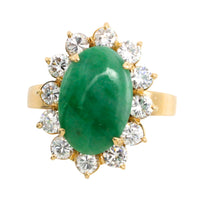 18 carat diamond and jade cluster ring-Vintage Rings-The Antique Ring Shop