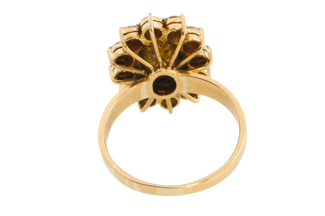 18 carat diamond and jade cluster ring-Vintage Rings-The Antique Ring Shop