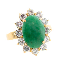 18 carat diamond and jade cluster ring-Vintage Rings-The Antique Ring Shop