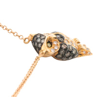 Diamond owl pendant in 18 carat rose gold-Pendants-The Antique Ring Shop