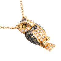 Diamond owl pendant in 18 carat rose gold-Pendants-The Antique Ring Shop