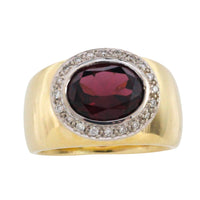 Garnet and diamond ring in 14 carat gold-Vintage Rings-The Antique Ring Shop