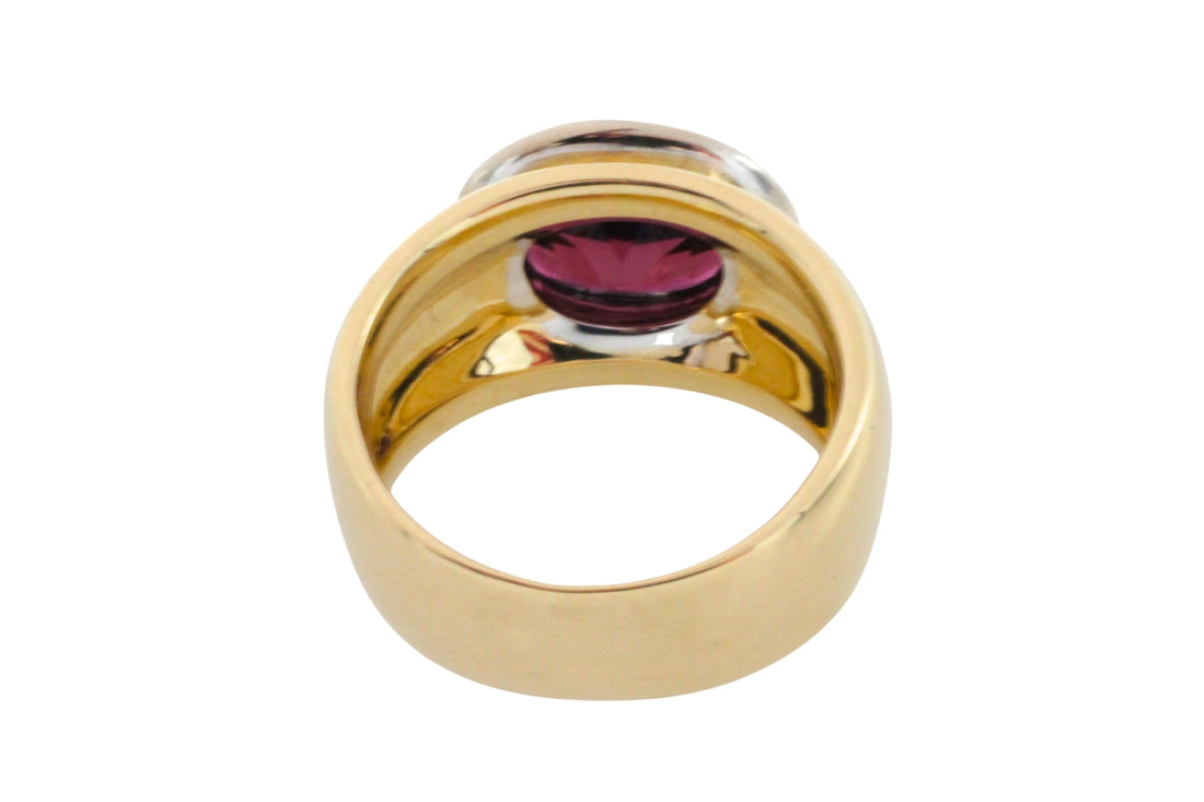 Garnet and diamond ring in 14 carat gold-Vintage Rings-The Antique Ring Shop