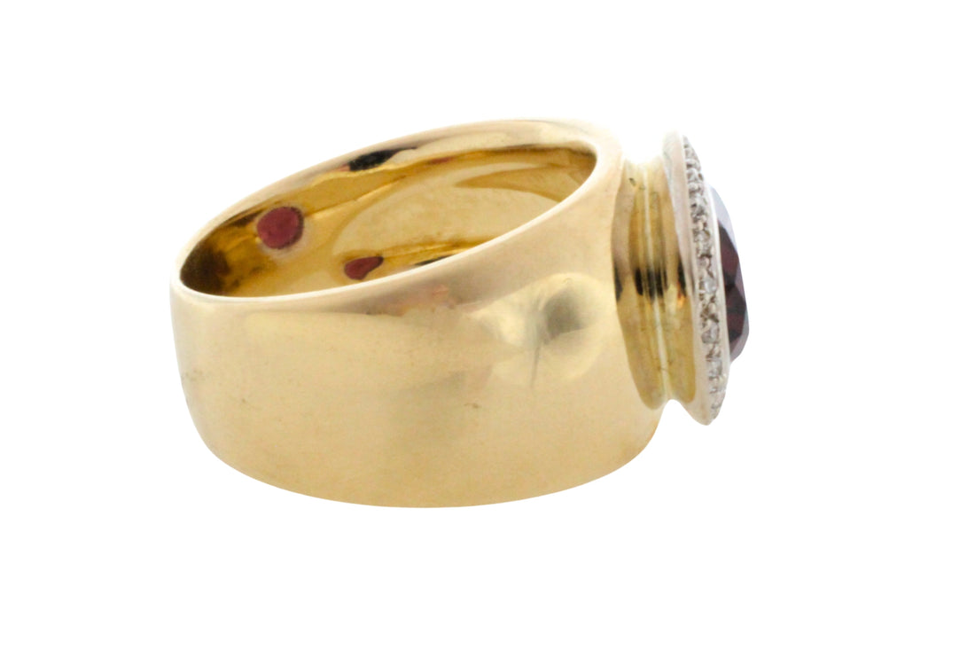 Garnet and diamond ring in 14 carat gold-Vintage Rings-The Antique Ring Shop