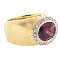 Garnet and diamond ring in 14 carat gold-Vintage Rings-The Antique Ring Shop