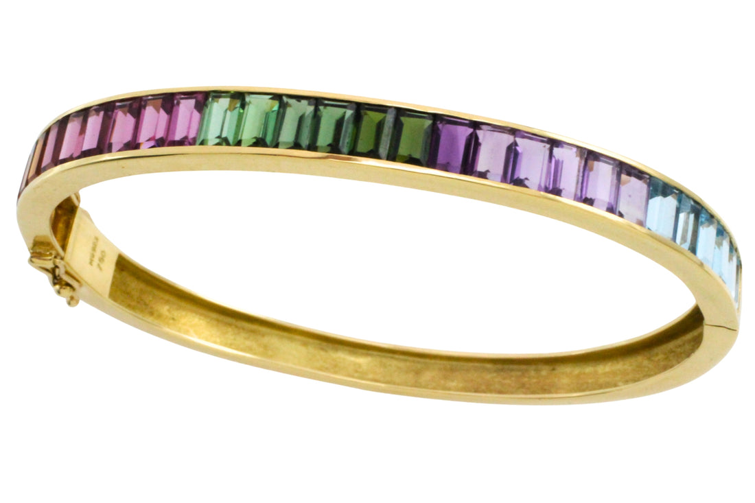 18 carat gold braclet with citrine, garnet, tourmaline and blue topaz-Bracelets-The Antique Ring Shop