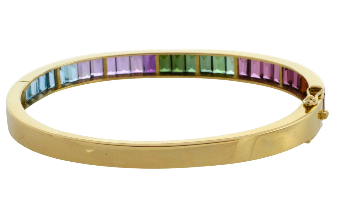 18 carat gold braclet with citrine, garnet, tourmaline and blue topaz-Bracelets-The Antique Ring Shop