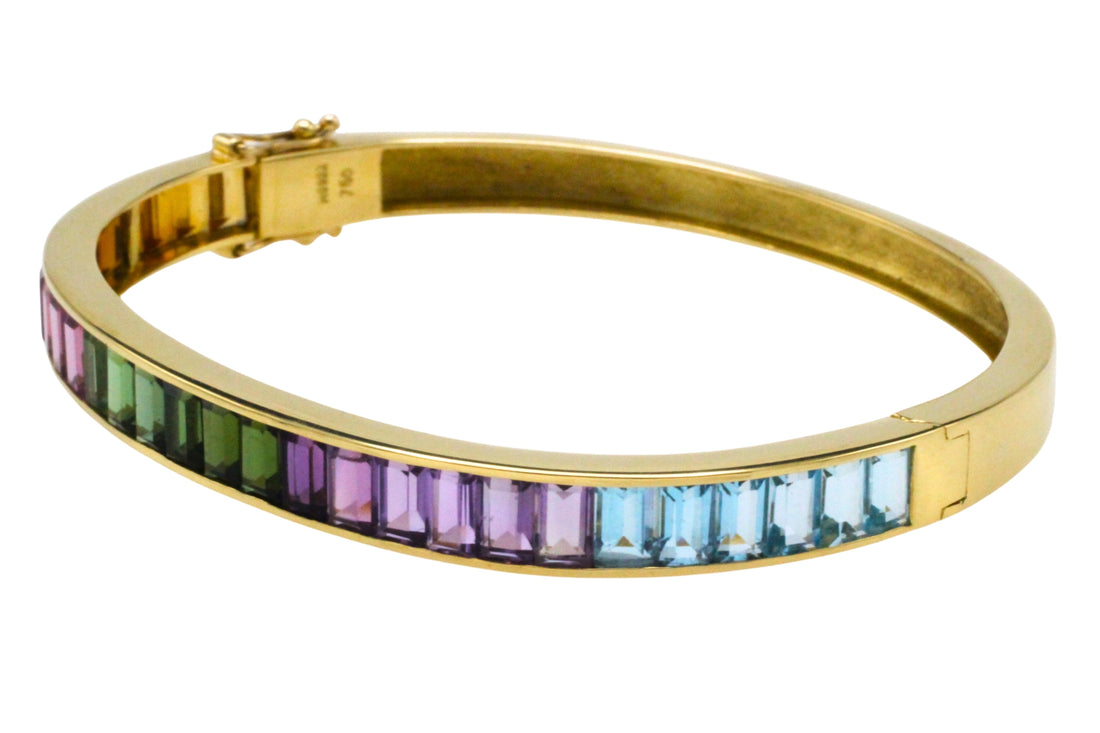 18 carat gold braclet with citrine, garnet, tourmaline and blue topaz-Bracelets-The Antique Ring Shop
