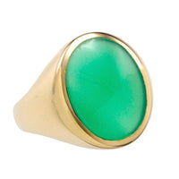 Chrysoprase signet ring in 14 carat gold-gents rings-The Antique Ring Shop