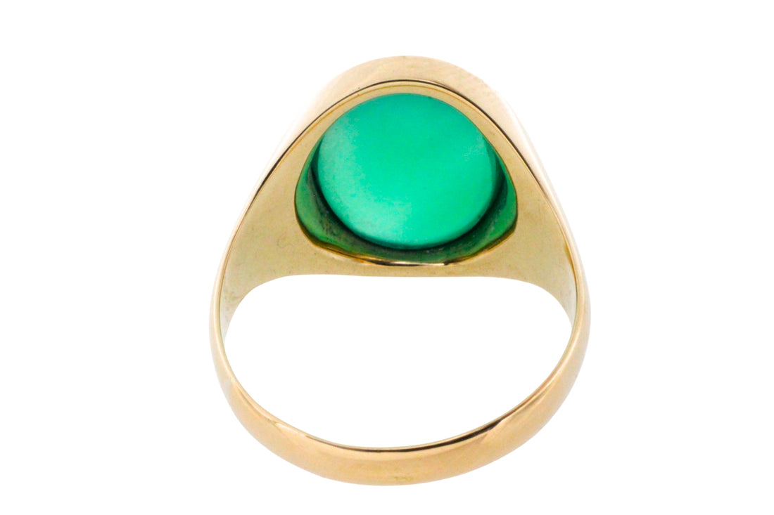 Chrysoprase signet ring in 14 carat gold-gents rings-The Antique Ring Shop