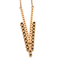 18 carat gold V pendant with diamonds-Pendants-The Antique Ring Shop