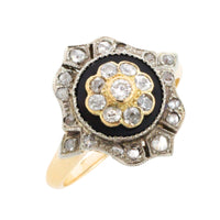 Antieke ring met onyx en diamant