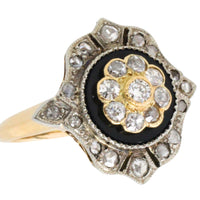 Antieke ring met onyx en diamant