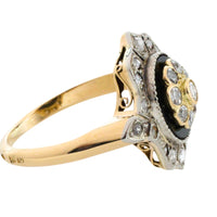 Antieke ring met onyx en diamant