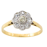 Edwardiaanse cluster ring met oud geslepen diamant