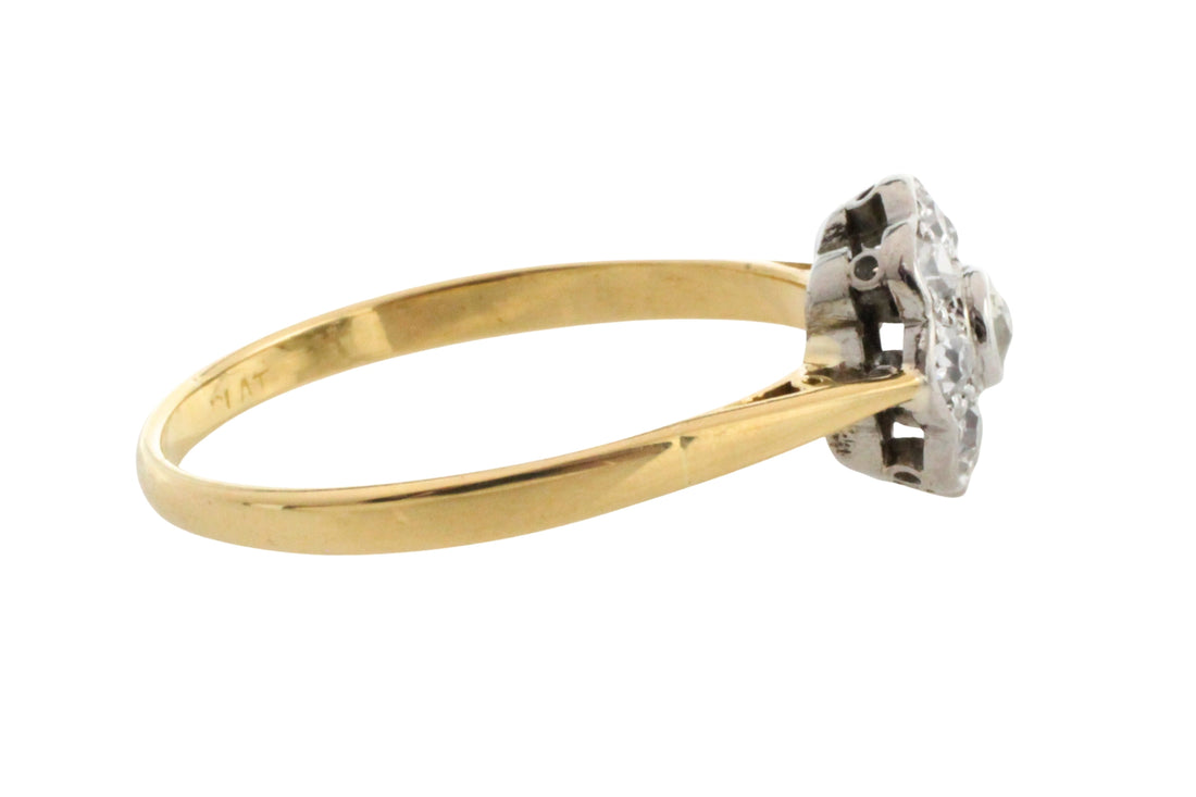 Edwardiaanse cluster ring met oud geslepen diamant