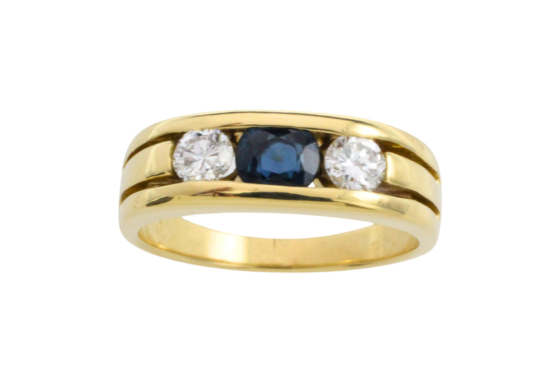 18 carat gold sapphire and diamond ring-Vintage Rings-The Antique Ring Shop