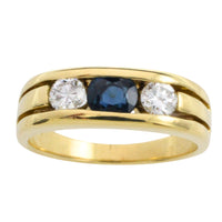 18 carat gold sapphire and diamond ring-Vintage Rings-The Antique Ring Shop