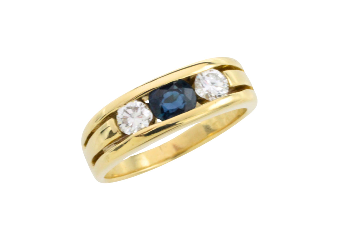 18 carat gold sapphire and diamond ring-Vintage Rings-The Antique Ring Shop