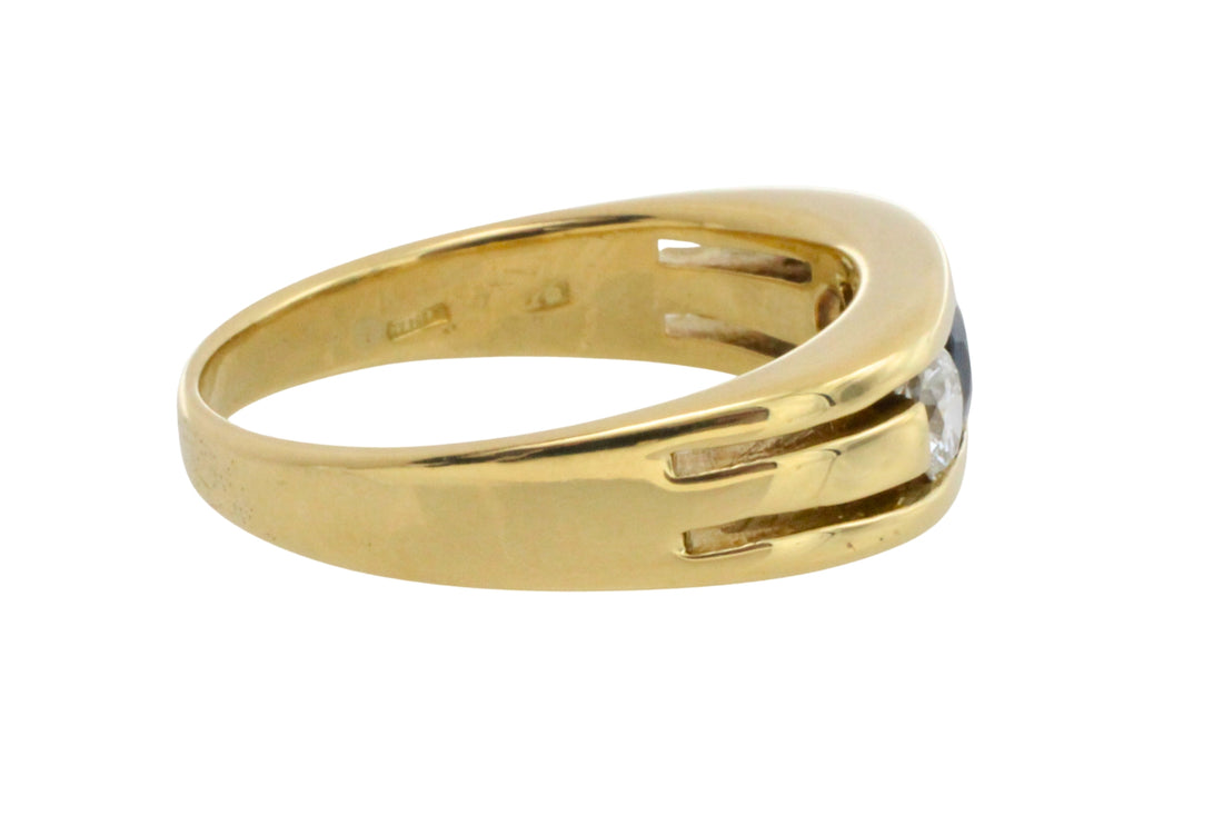 18 carat gold sapphire and diamond ring-Vintage Rings-The Antique Ring Shop