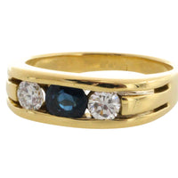 18 carat gold sapphire and diamond ring-Vintage Rings-The Antique Ring Shop