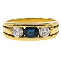 18 carat gold sapphire and diamond ring-Vintage Rings-The Antique Ring Shop